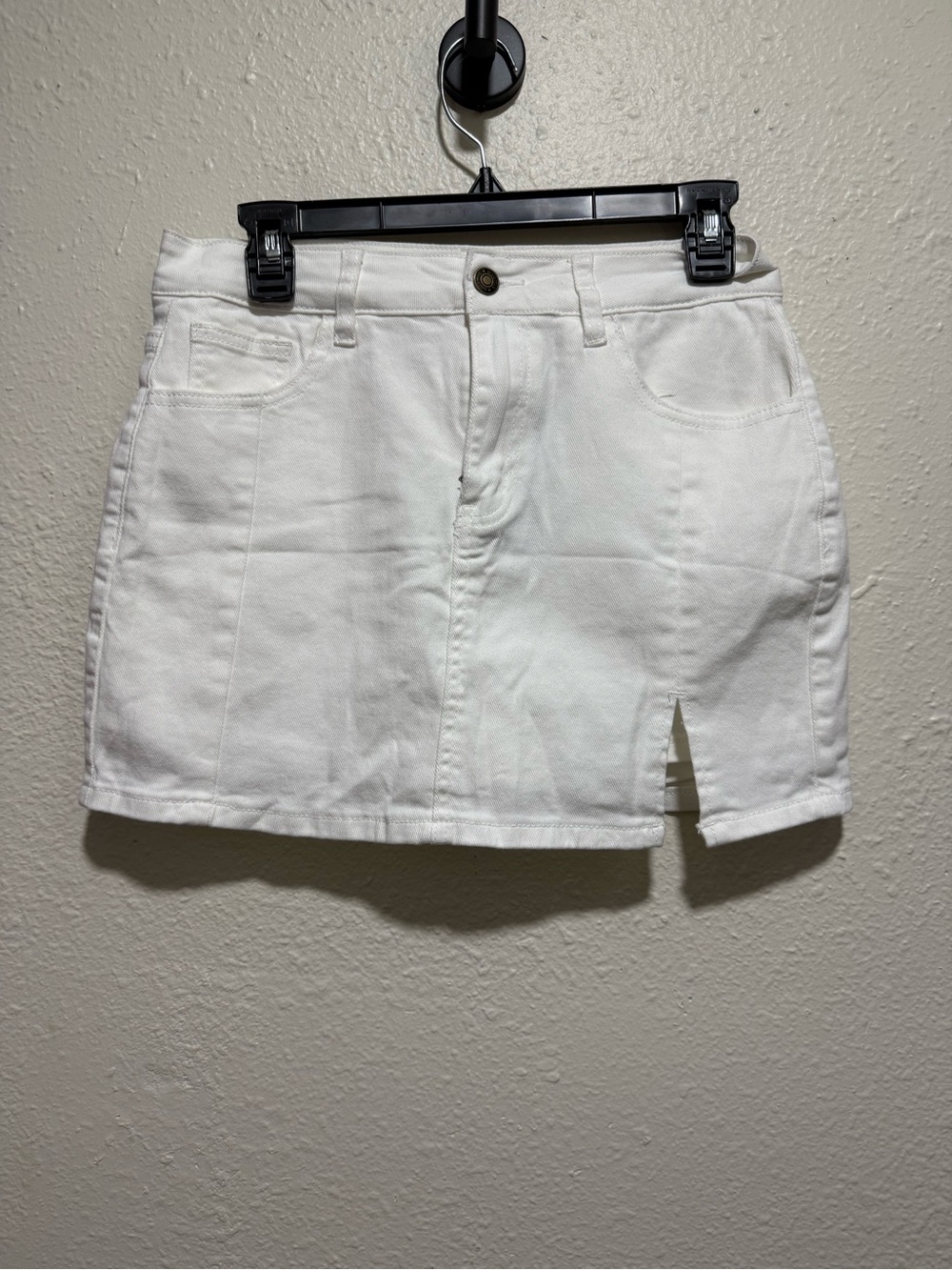 White Denim Skort with Front Slit